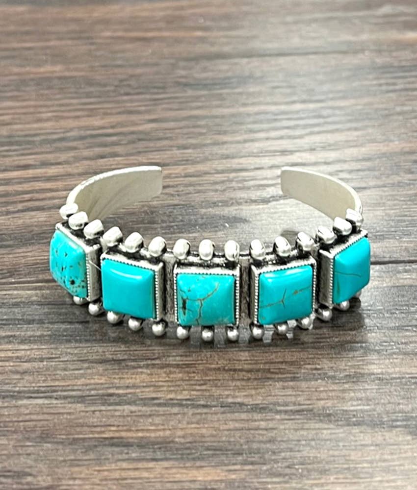 Five Square Turquoise Cuff