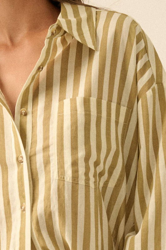Oversized Striped Button-Up