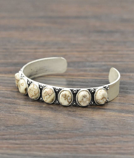 One Layer White Turquoise Cuff