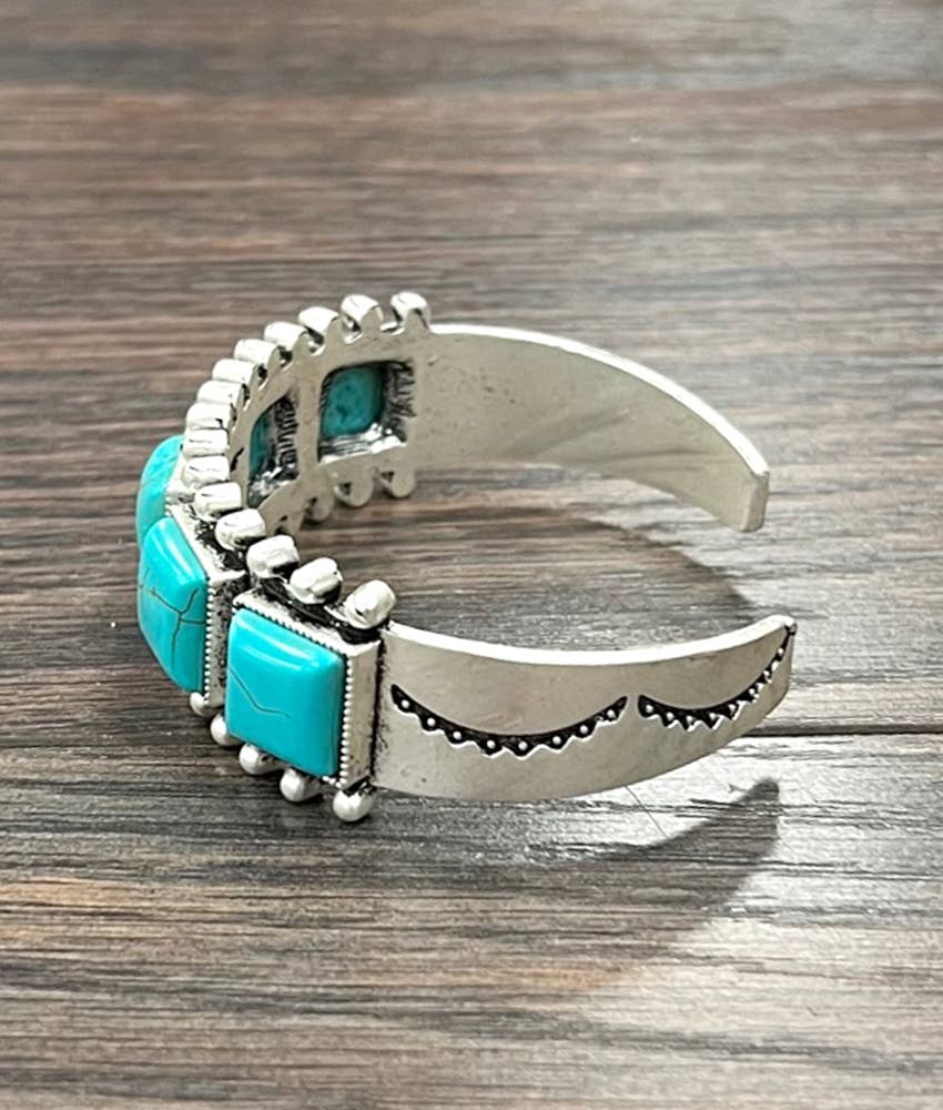 Five Square Turquoise Cuff