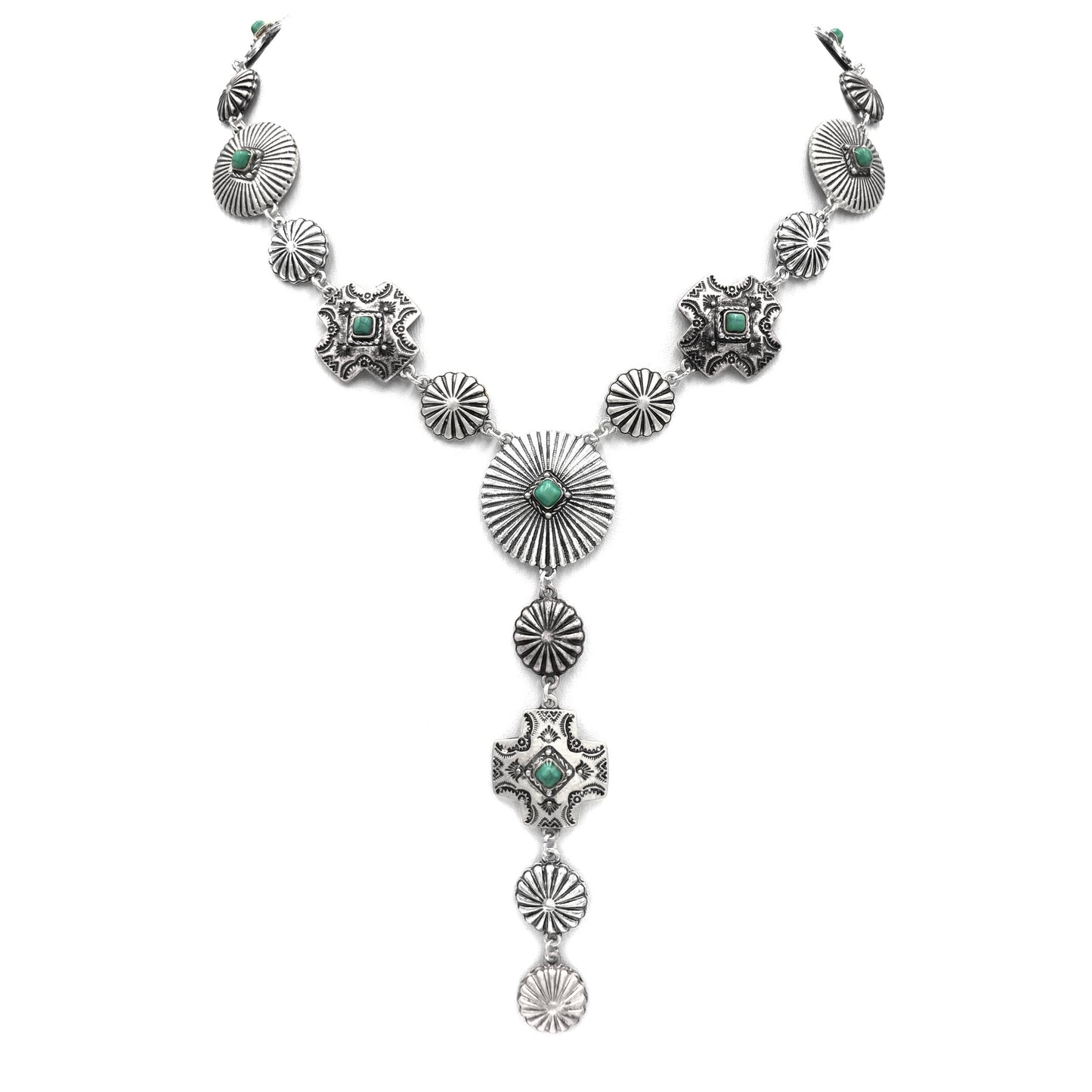 Western Cross Concho Y Necklace
