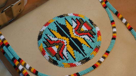 Turquoise Beaded Handmade Leather Crossbody