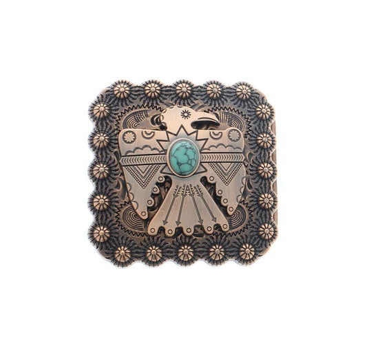 Thunder bird Turquoise Southwestern buckle , 2" x 2"