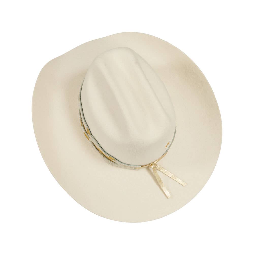 Wool Felt White Cowboy Hat - Lizzie