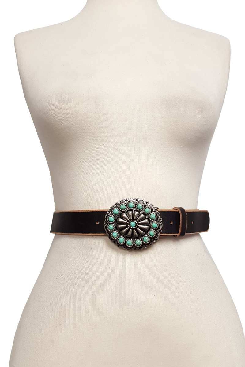 Oval Western Turquoise Stone Belt Buckle