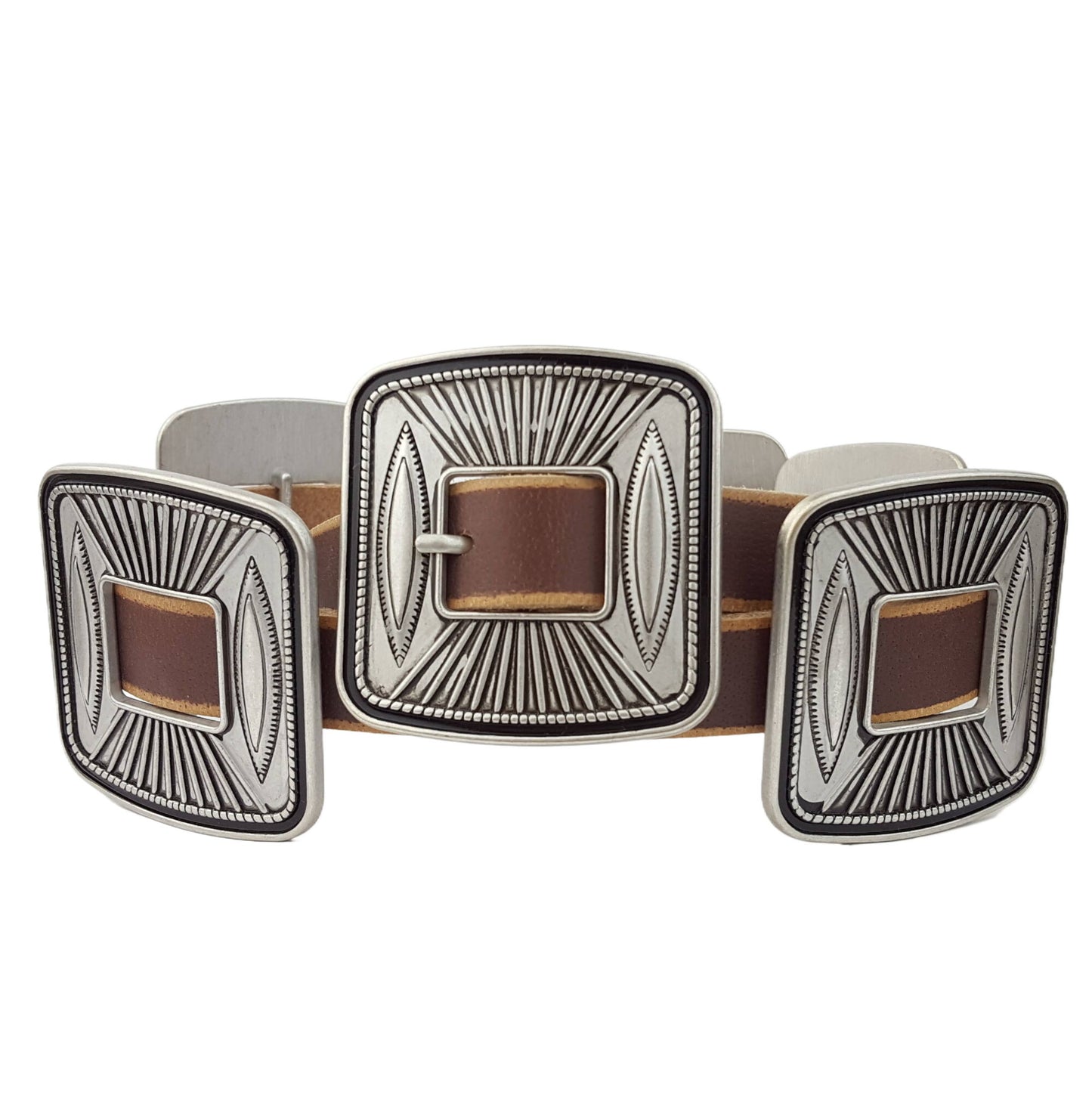 Square Concho Belt - Genuine Leather