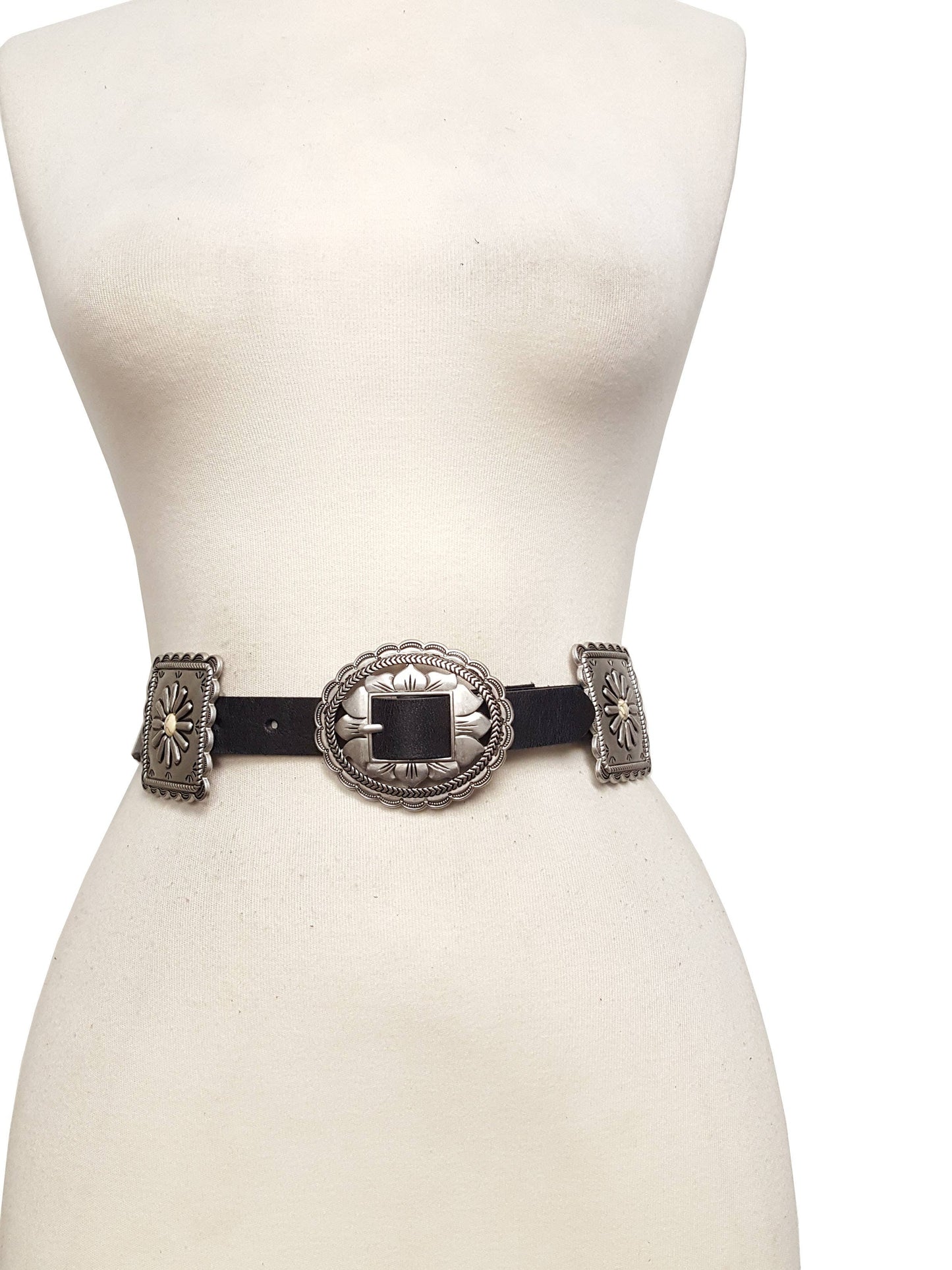 Alt Bone Turq Concho Belt
