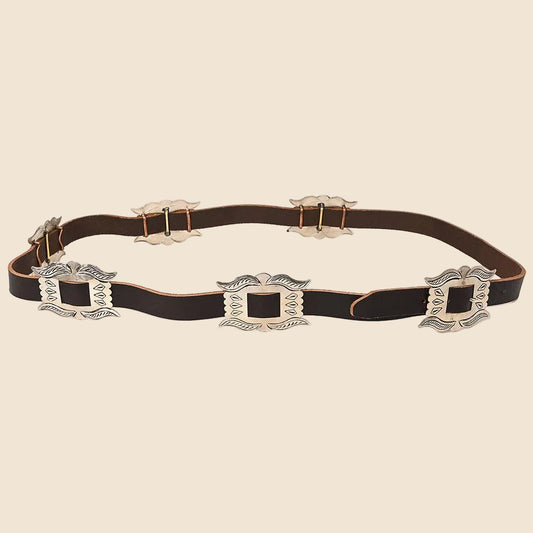 Silver Concho Leather Belt