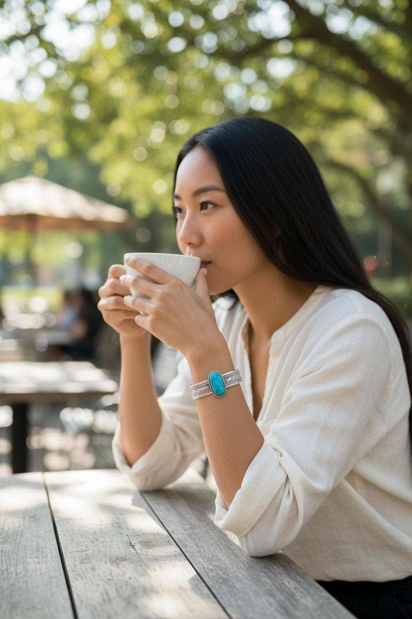 Handmade Turquoise Silver Cuff Bangle