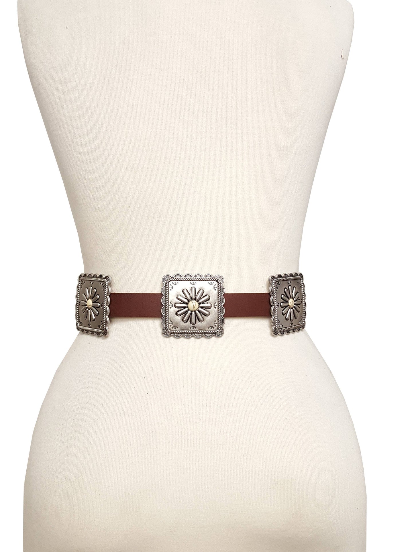 Alt Bone Turq Concho Belt