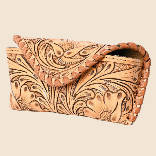 Heritage Floral Leather Sunglass Case
