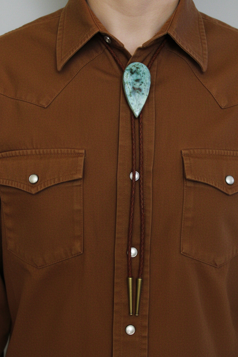 Teardrop Bolo - Black Leather Cord
