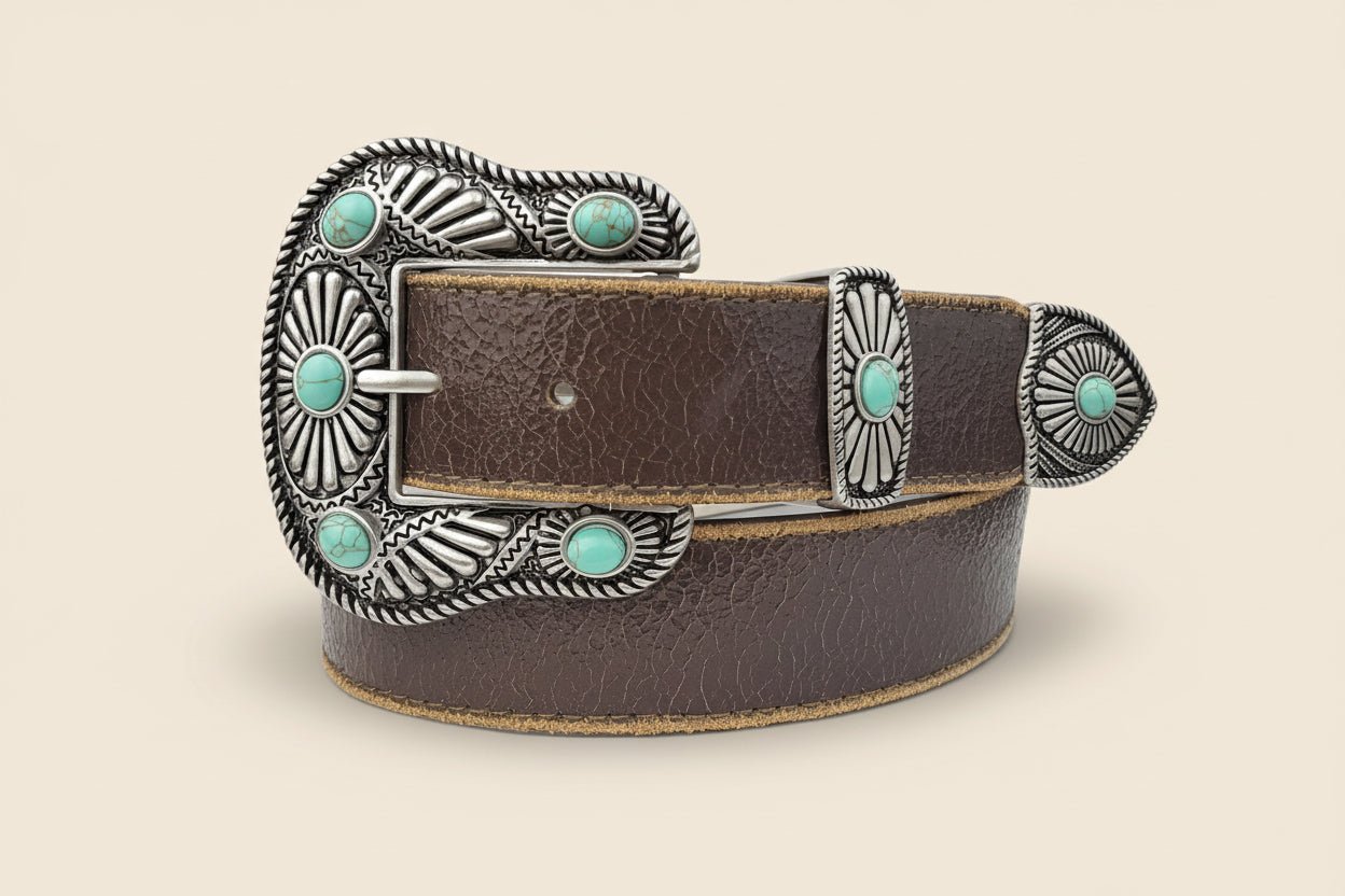 Navajo Buckle Distressed Edge Belt
