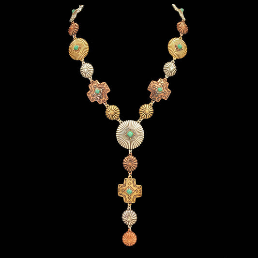 Western Cross Concho Y Necklace