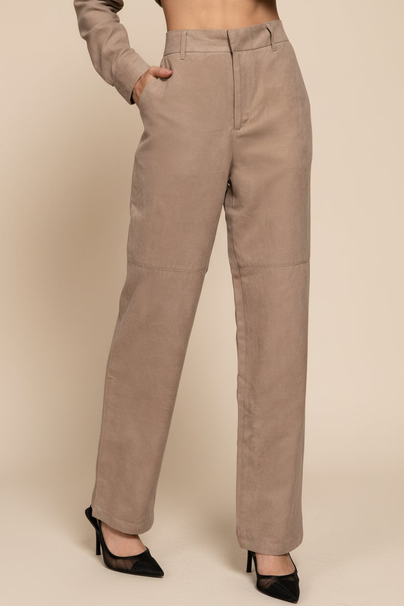 Canyon Vegan Suede Straight-Leg Pants
