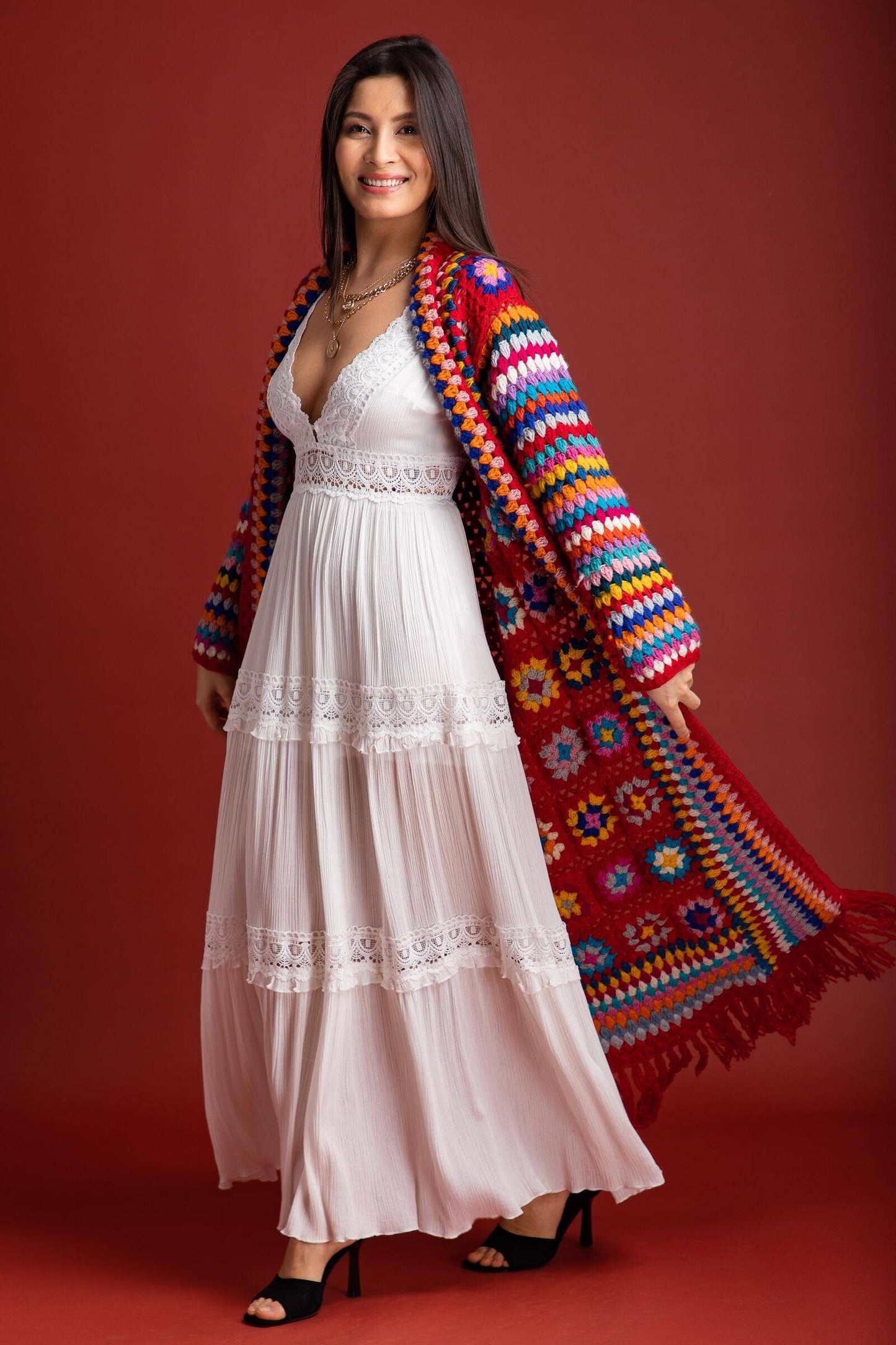 Granny Square Crochet Fringe Kimono