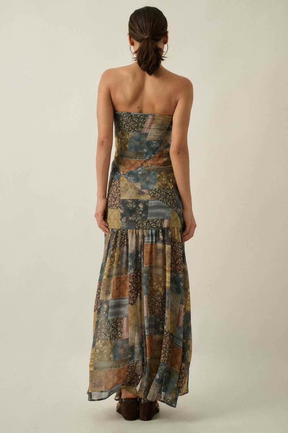 Patchwork Print Chiffon Dress