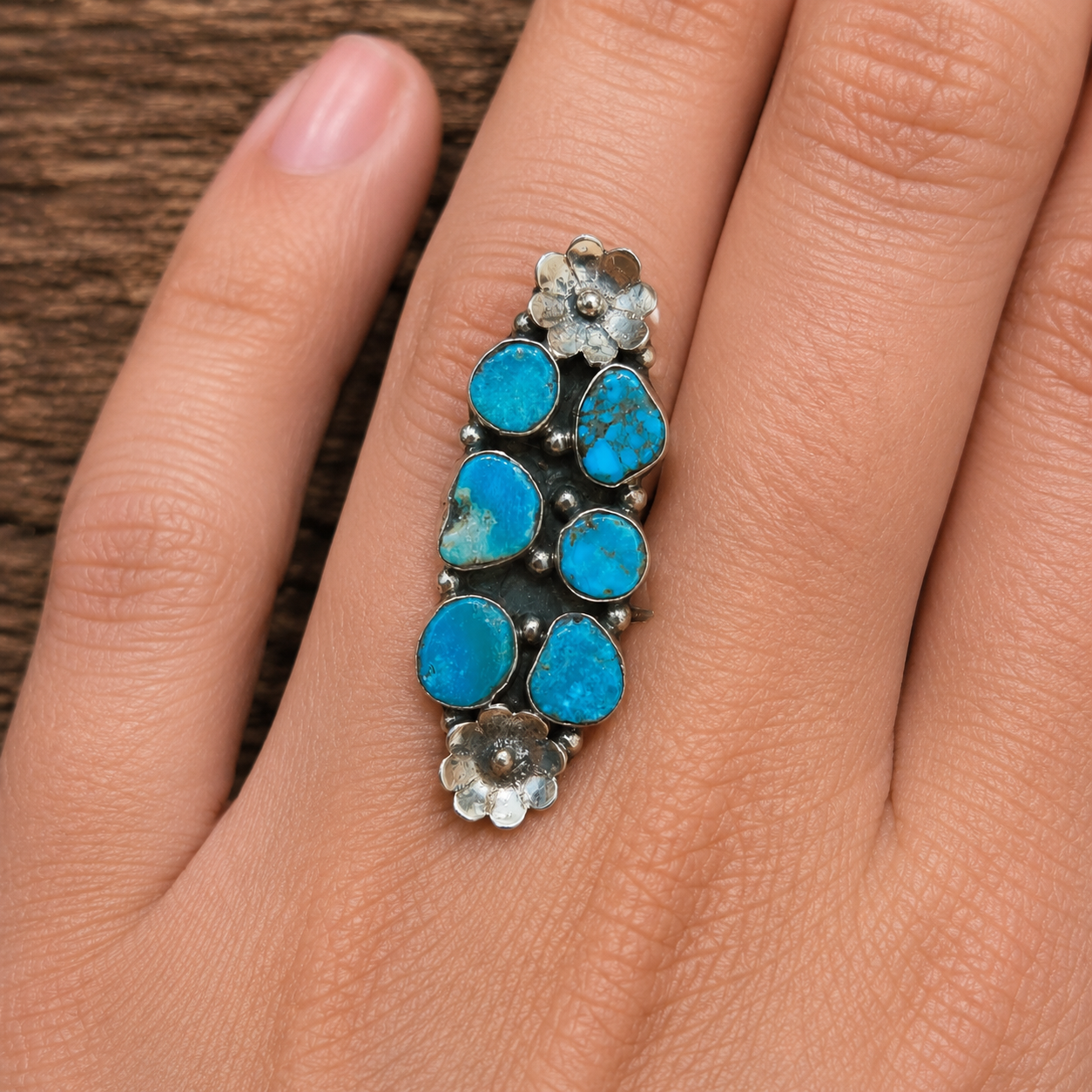 Genuine Turquoise Adjustable Ring