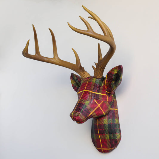 Plaid Fabric Deer Head