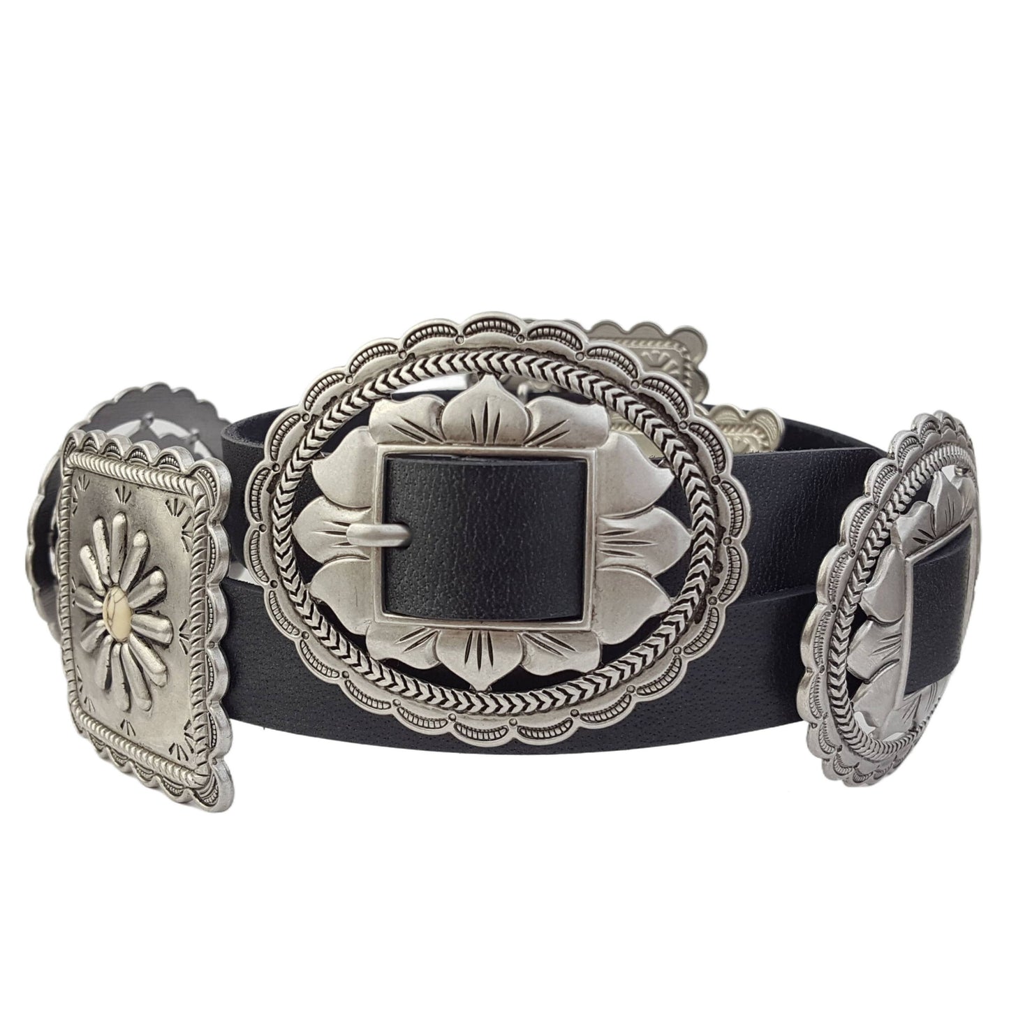 Alt Bone Turq Concho Belt