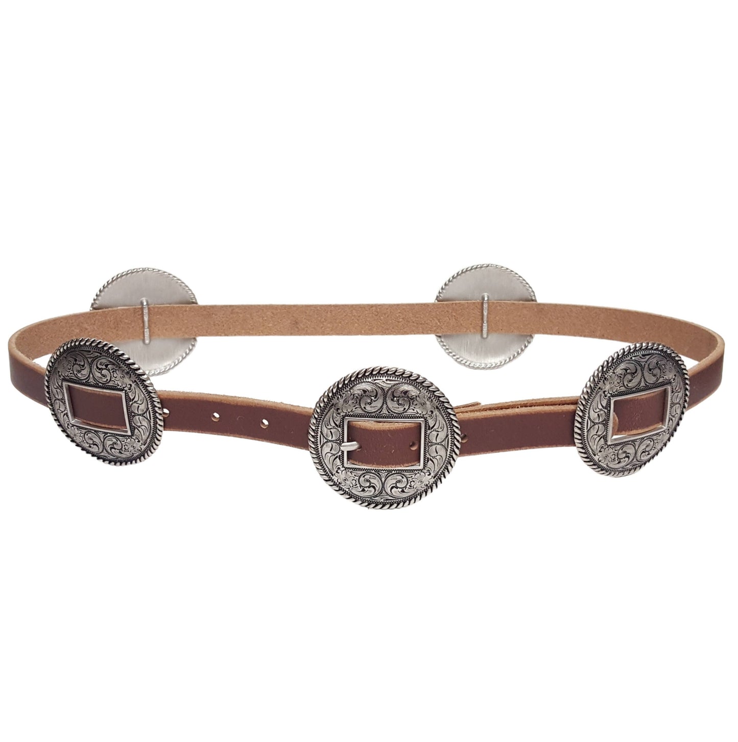 Round Concho Belt - Genuine Leather