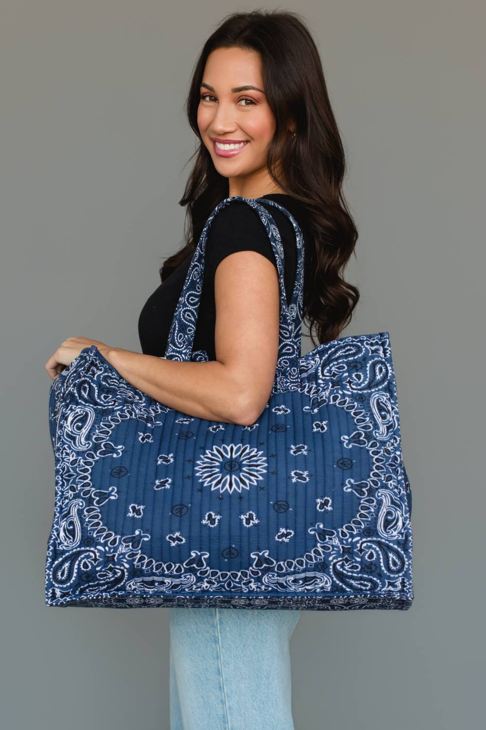 Dark Blue Bandana Tote