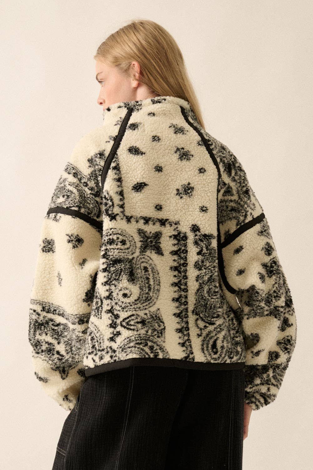 Floral Sherpa Half-Zip Pullover