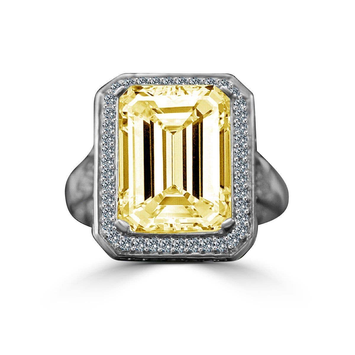 Emerald Cut Halo Statement Ring