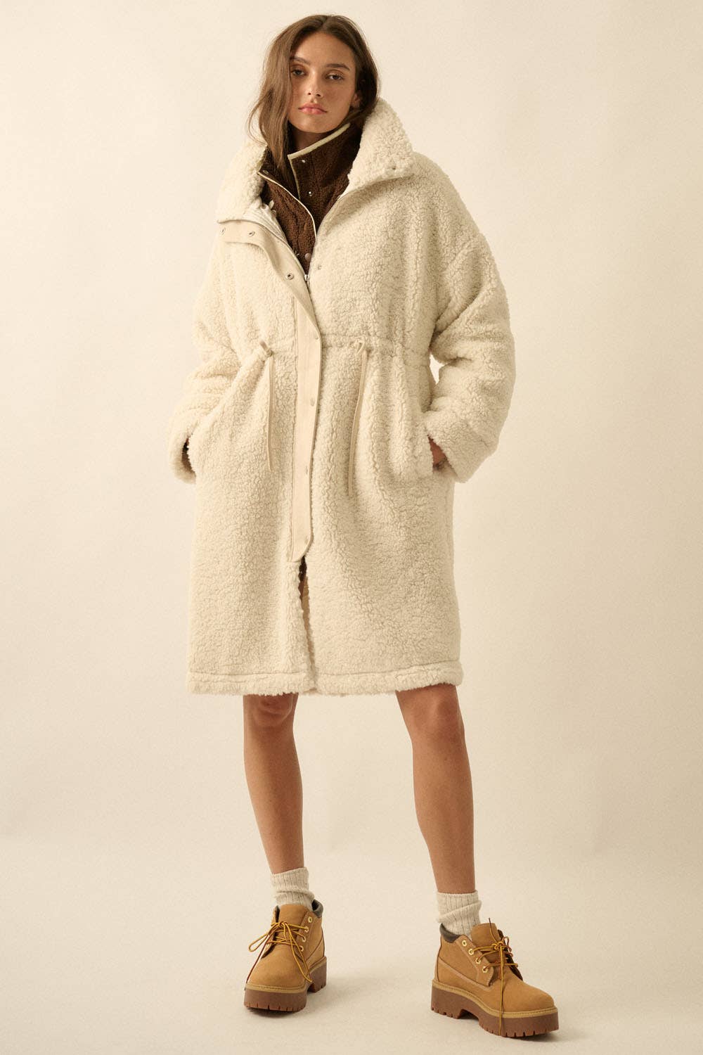Shearling Drawstring Coat