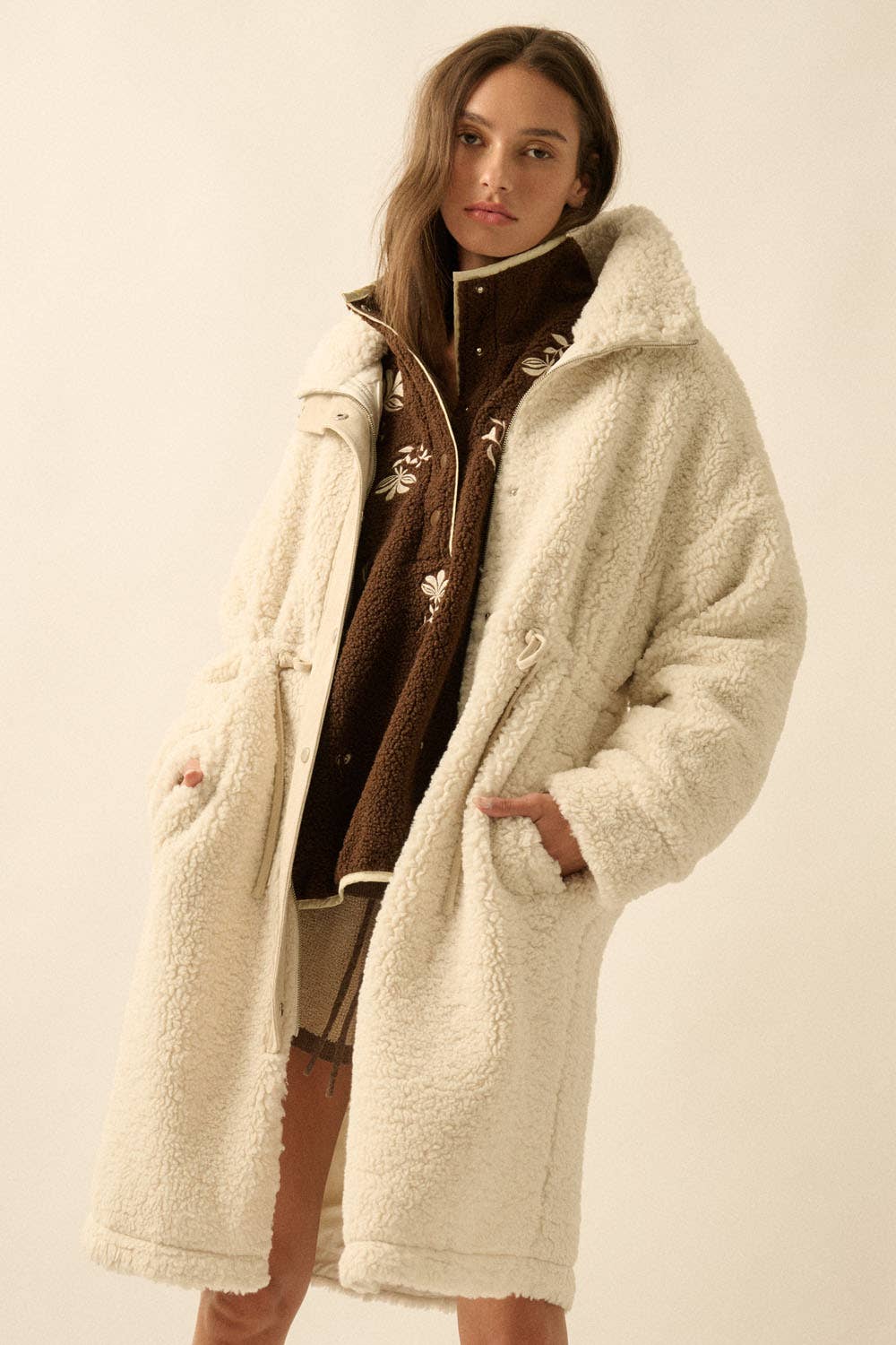 Shearling Drawstring Coat