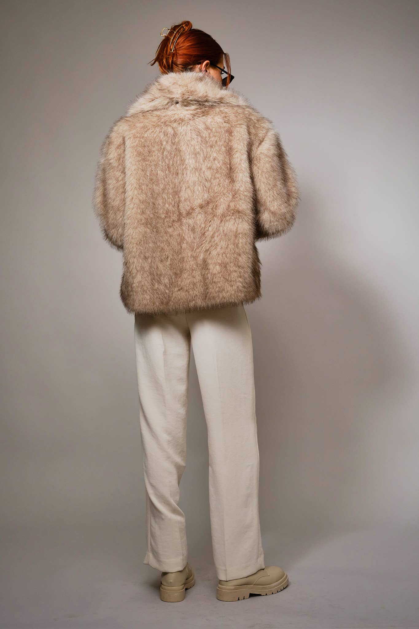 Jackson Crop Fur Two Tone Vegan Fur Jacket