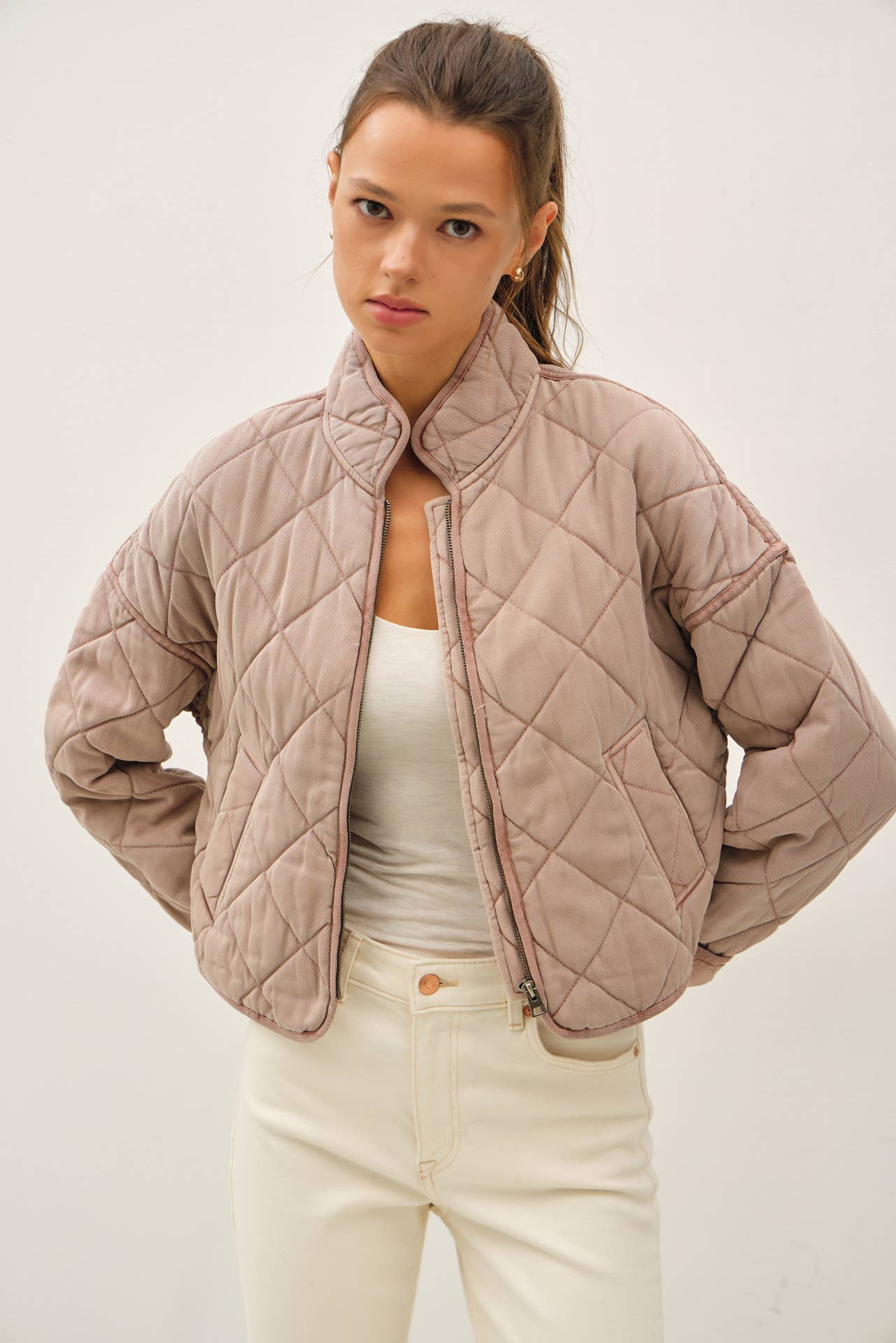 Lori Washed Quilt Cropped Jacket