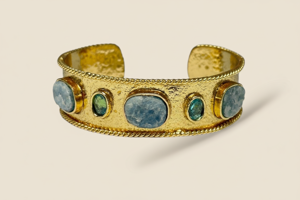 Smoky Stone Hammered Cuff