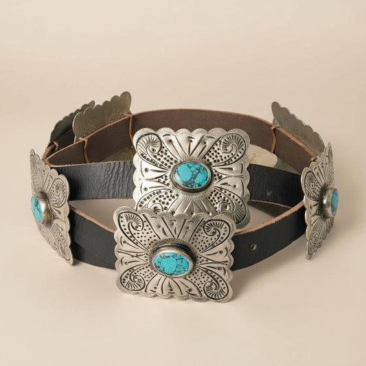 Ashley Scalloped Silver Concho Belt