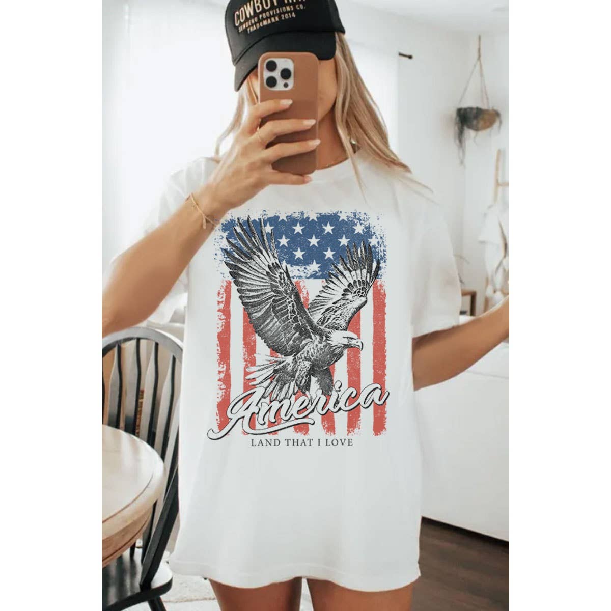 AMERICA Flag & Eagle Oversized Tee