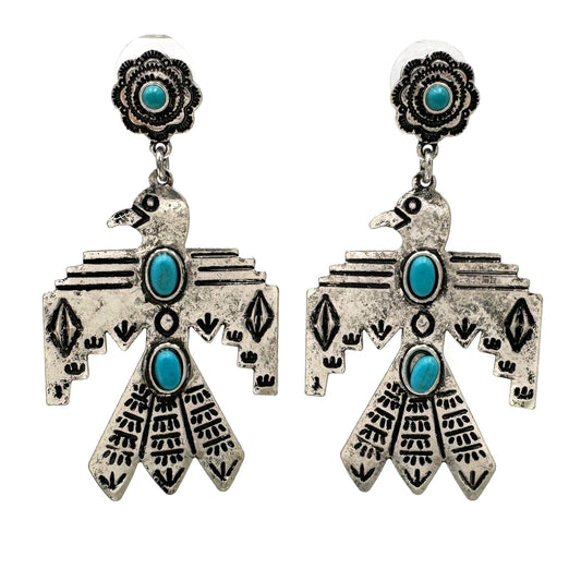 Metal Native Thunderbird Earrings