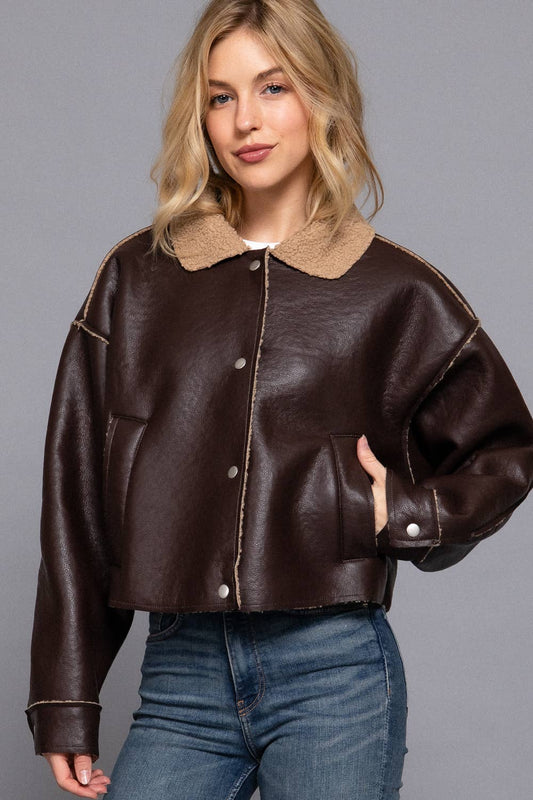 Timberline Vegan Leather Shearling Jacket