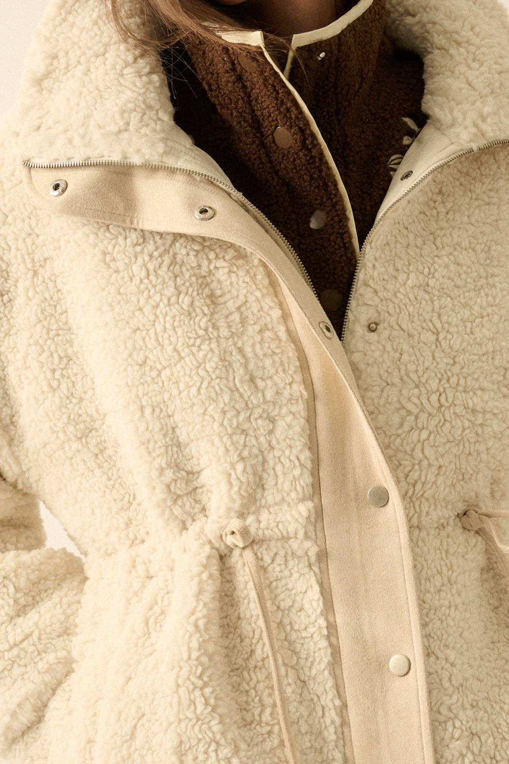 Shearling Drawstring Coat