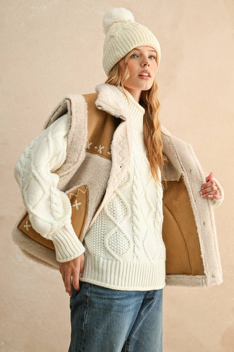 Suede and Sherpa Oversized Vest