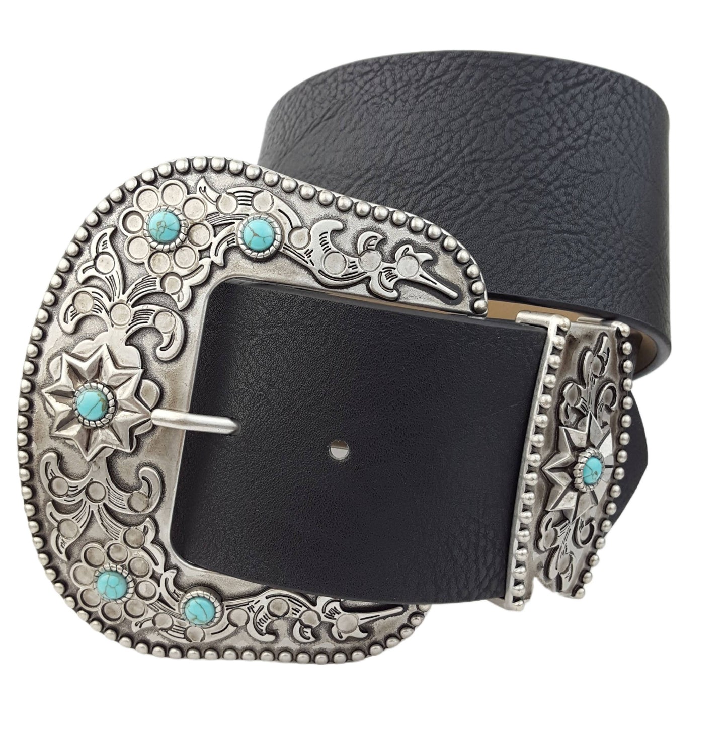 Wide width belt with Western Statement Buckle Loop