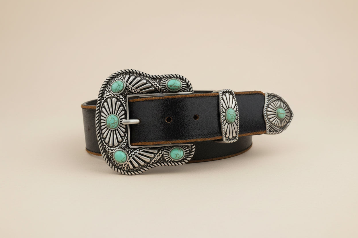 Navajo Buckle Distressed Edge Belt