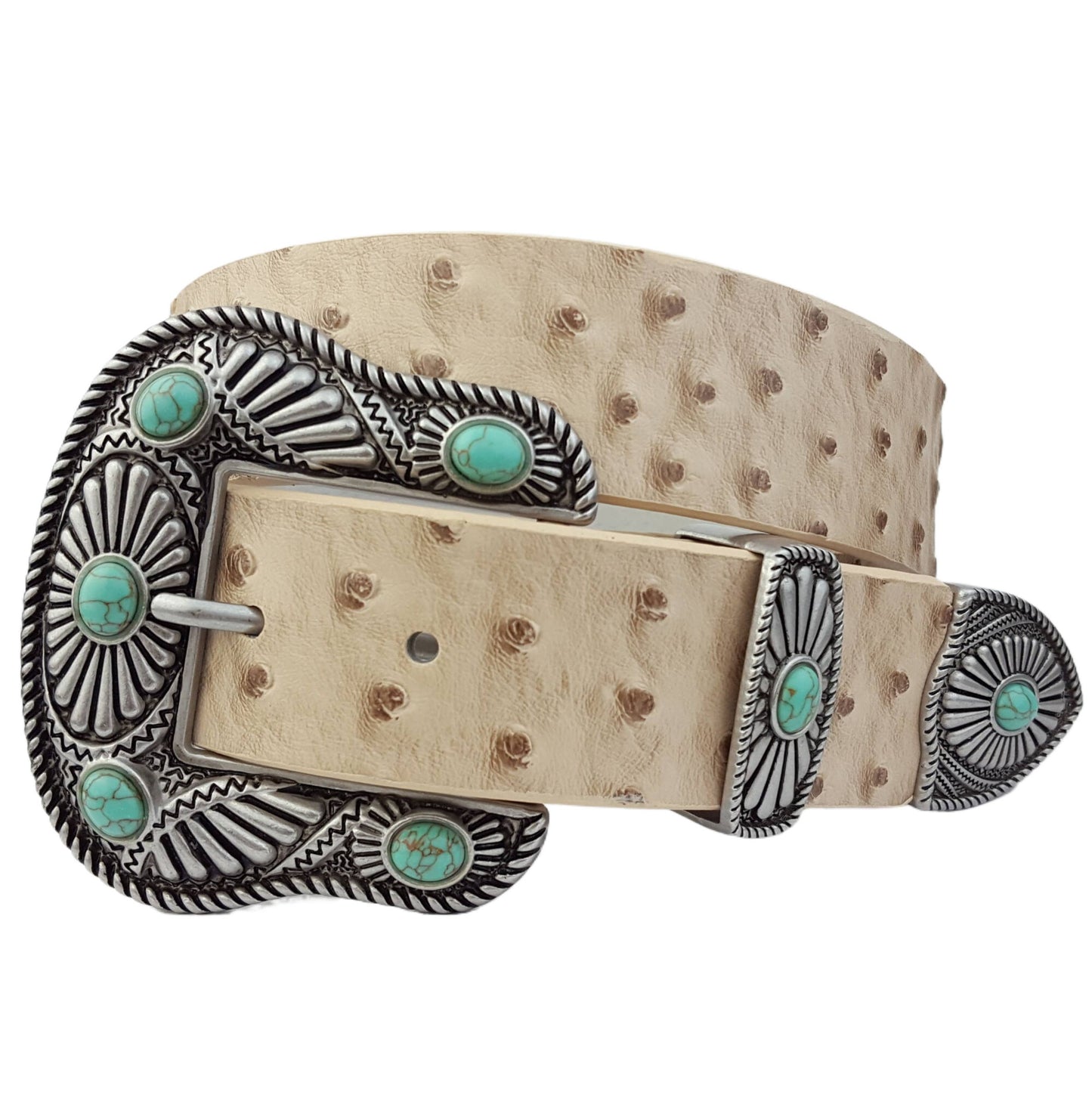 Navajo Buckle with Ostrich Belt