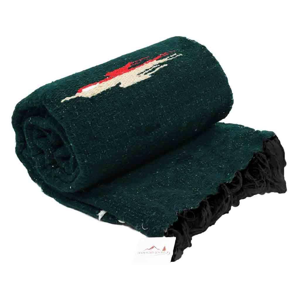 Dark Forest Green Thunderbird Blanket Vintage