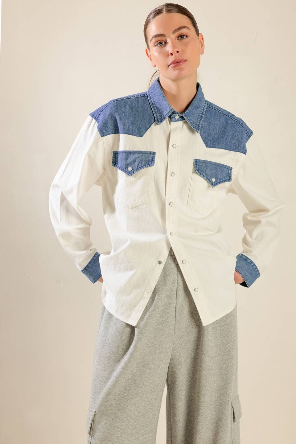 Zion Denim Two-Tone Shirt