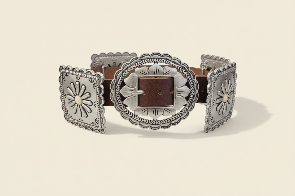 Alt Bone Turq Concho Belt