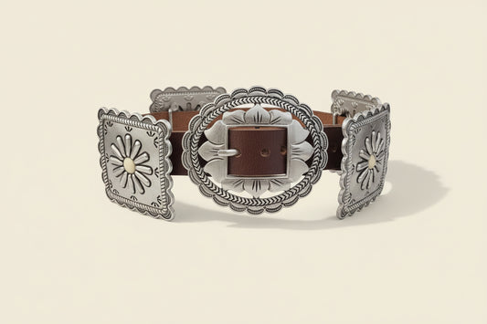 Alt Bone Turq Concho Belt