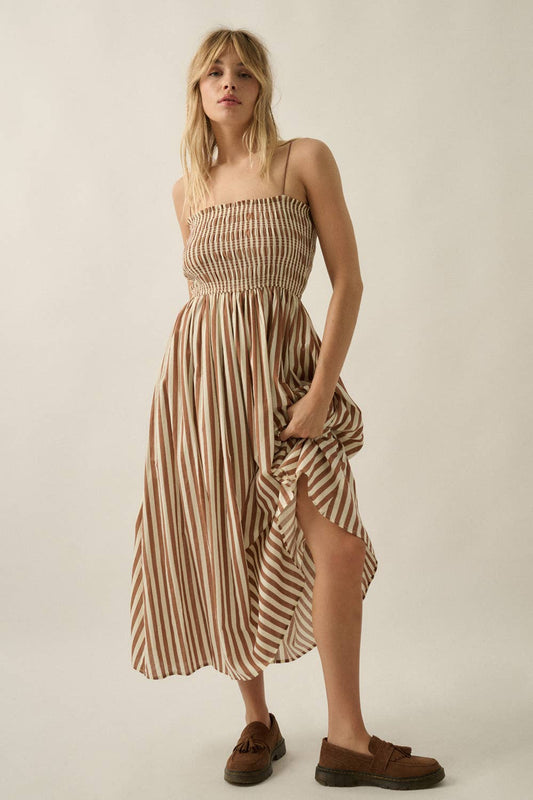 Striped Smocked Pocket Dress