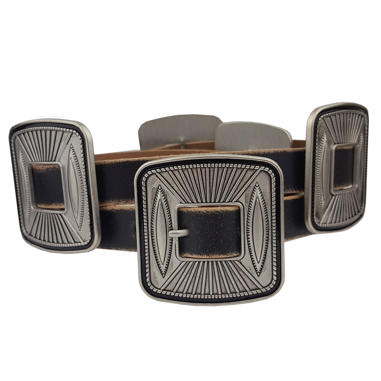Square Concho Belt - Genuine Leather