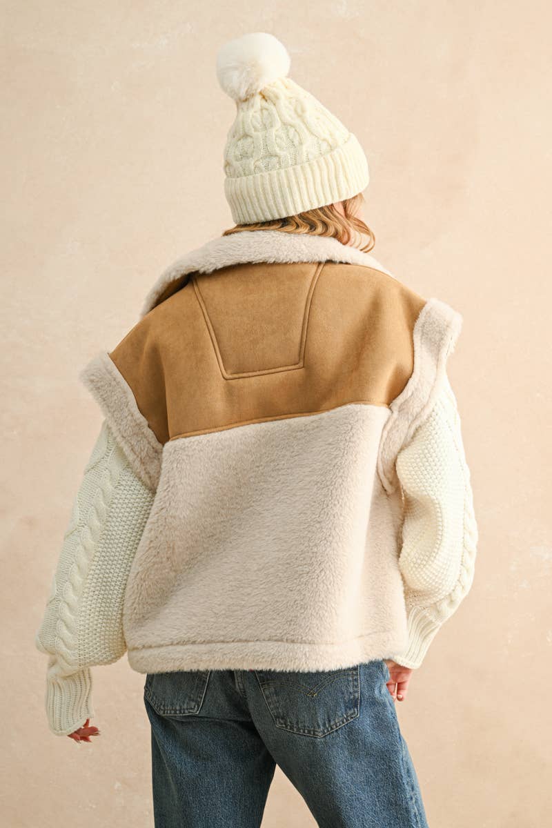 Suede and Sherpa Oversized Vest