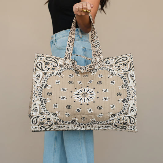 Beige Bandana Tote